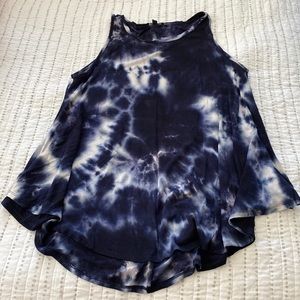 Lane Bryant Navy And White Tie Dye Swing Tank